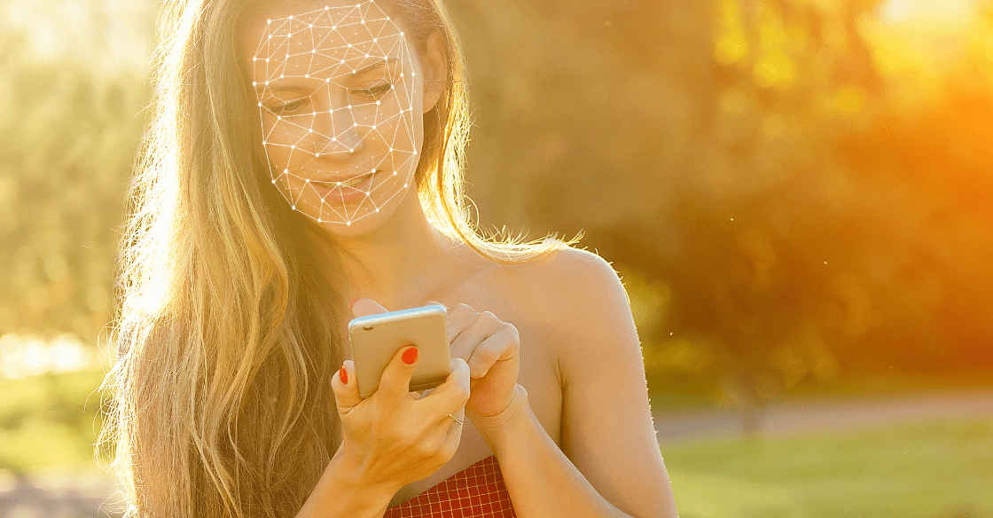 Example of a phone using face biometrics
